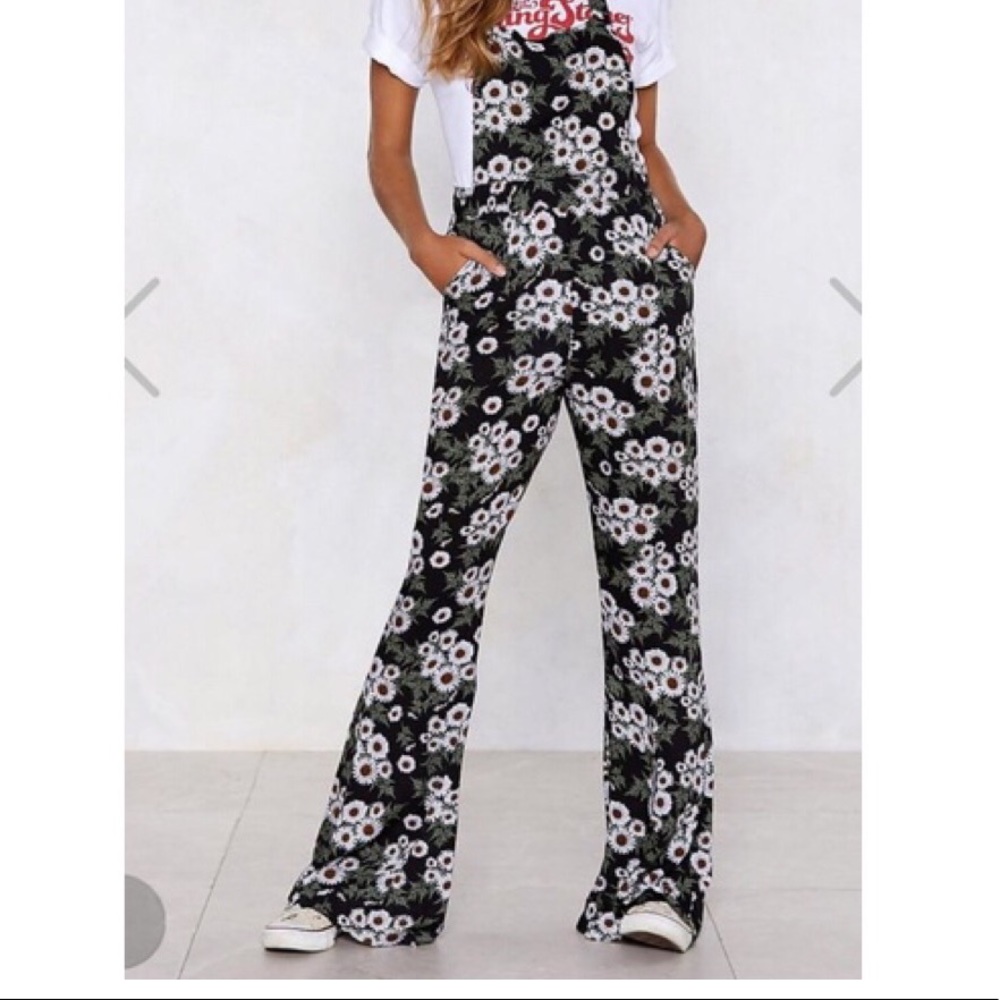 Nasty Gal sunflower overall dungarees
